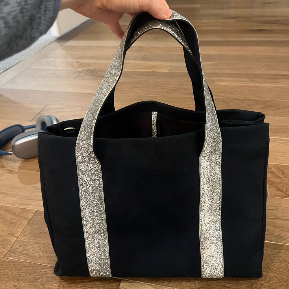 Chic navy Tote Bag with Silver Accents